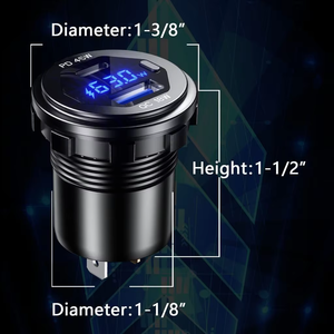 45W USB-C +18W QC3.0 ซ็อกเก็ตกันน้ำ |   โวลต์มิเ<span class=keywords><strong>ต</strong></span>อร์<span class=keywords><strong>แบ</strong></span>บ LED และสวิ<span class=keywords><strong>ต</strong></span>ช์สำหรับยานพาหนะ <span class=keywords><strong>12</strong></span>/24V - Product Image 3