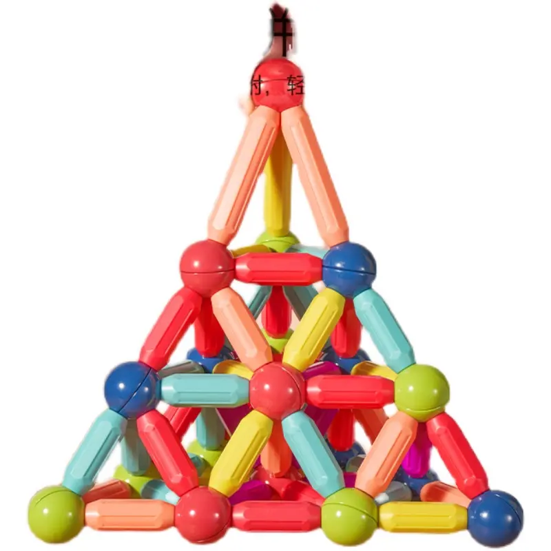 Brinquedo de vara magnética para meninas de 3 anos, quebra-cabeça de plástico para educação infantil com blocos de construção variados, 2 ímãs de bebê, escala 1:8