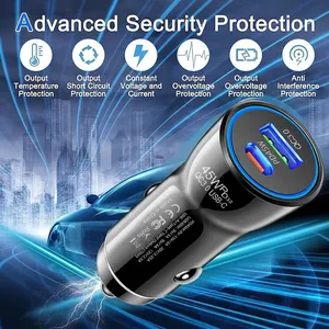 Cargador de Coche de 45W con Doble Puerto USB C PD3.0 QC3.0, Adaptador de Carga Rápida con Protección de Seguridad Avanzada, Compatible con Vehículos de 12V y 24V, 1 Unidad - Product Image 3