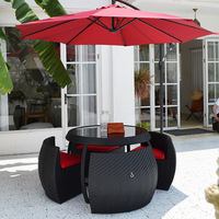 Ensemble de salle à manger pour petite terrasse, mobilier de patio, balcon extérieur, jardin, rotin moderne, table à manger de luxe et 4 chaises