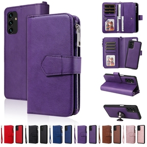 Custodia in pelle con cerniera 2 in 1 per Samsung <span class=keywords><strong>Galaxy</strong></span> S24 Ultra S23 Plus A24 <span class=keywords><strong>4G</strong></span> A34 A54 A35 A55 A14 A15 5G custodia per telefono staccabile - Product Image 3