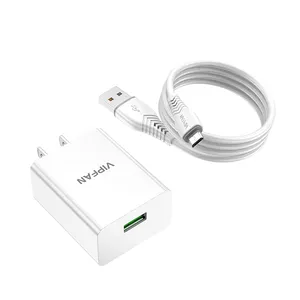 AC3.0 18W US pin and data cable color box packaging etl usb wall charger qc3 australia wall charger