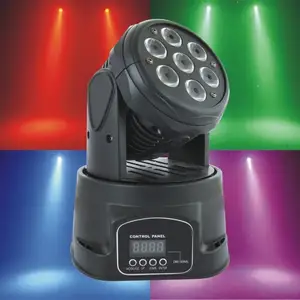 Mini éclairage de scène professionnelle DMX512 LED RGBW 4 en 1, faisceau à tête mobile avec 7 pièces