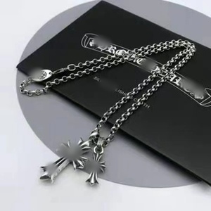Collier Hip Hop CH Cross, Personnalisé, Tendance, Niche Homme et Femme, Punk, Rétro, Pendentif Double Croix, Couple - Product Image 2