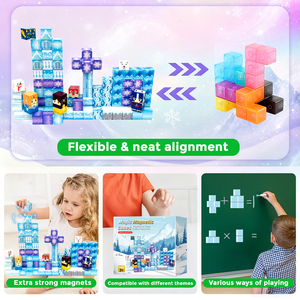 100 Uds. Bloques de construcción magnéticos de plástico <span class=keywords><strong>Castillo</strong></span> de princesa azul cubos de construcción juguete a partir de 14 años regalo de cumpleaños - Product Image 5