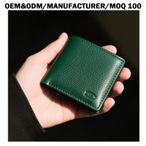 Fabricant personnalisé de haute qualité, élégant, véritable, <span class=keywords><strong>cuir</strong></span> de vache véritable, <span class=keywords><strong>porte</strong></span>-cartes portefeuille à deux volets avec blocage RFID pour hommes - Product Image 1