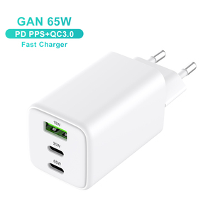 Cargador GaN de 65W PD3.0, Cargador USB C de Carga Rápida con Doble Puerto y Enchufe Universal para iPhone, <span class=keywords><strong>Samsung</strong></span>, Laptop, Cargador de Pared - Product Image 1