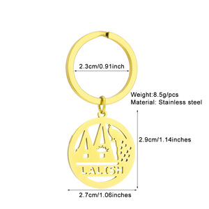 Porte-clés à breloques Yazidi <span class=keywords><strong>Lalish</strong></span> en acier inoxydable plaqué or 18 carats Porte-clés à pendentif signe de paon Yazidi Yazidis en acier inoxydable - Product Image 2