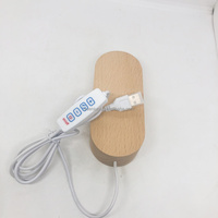 Usine Directement En Gros Oblong Bois Led Affichage Veilleuse Support De Base Stand 3d Led Lampe Ovale Base En Bois pour Bricolage Acrylique