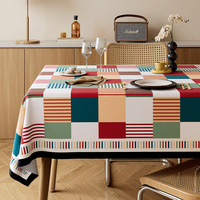 Nappe rectangulaire unie imprimée, de luxe léger et haut de gamme, anti-poussière, lavable, en tissu, pour table à manger et extérieur