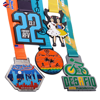 Concevez vos propres médailles de marathon personnalisées en alliage de zinc 3D, moulées sous pression, électroplaquées, 5K, avec ruban.