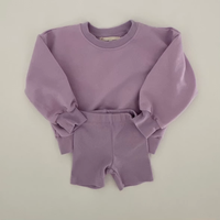 Ensemble de sweat-shirts pour enfants printemps-automne, style européen et américain, col rond, coupe ample, coton éponge, couleur unie, vêtements décontractés