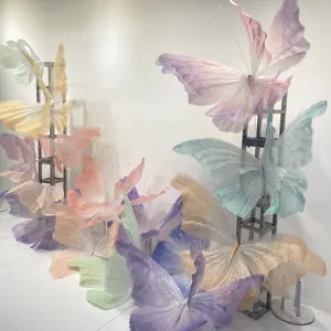 J-326定制彩色婚礼背景装饰巨型丝绸纸蝴蝶，用于活动派对橱窗展示