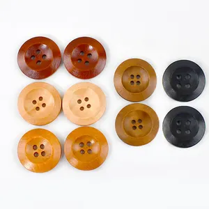 Meetee C1-28 25mm Clothing Accessories Natural Wooden Round 4 Holes Buttons For Shirts Felt Coats