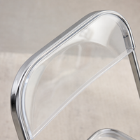 Chaise pliante transparente en acrylique avec structure chromée, chaise pliable en plastique pour événements, fêtes, mariages, banquets et maison