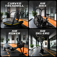 Ensembles complets d'appareils Hyrox incluant la machine Black Sled Push, le tapis de course Runway Turf, le multi-rack, le Airrower, le vélo d'air et d'autres appareils.