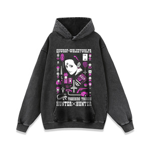 Sweat-shirt personnalisé en coton noir lourd, lavage à l'acide, graphique vintage, HXH <span class=keywords><strong>HUNTER</strong></span> <span class=keywords><strong>X</strong></span> <span class=keywords><strong>HUNTER</strong></span> KILLUA Anime, t-shirt pour homme, sweat-shirt - Product Image 5