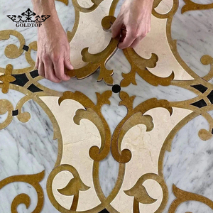 GOLDTOP OEM/ODM Natural Stone Indus Gold <b>Marble</b> 18mm Thick Surface Polished Big Slab for Living Room Mosaic - Product Image 5