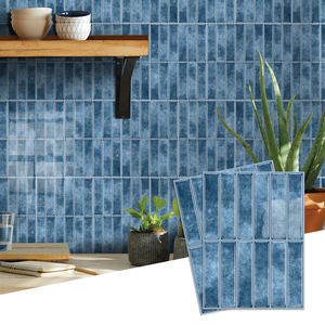 פאנל קיר מודרני כחול, דביק, עמיד למים, ויניל + קצף, אריחי קיר לקילוף והדבקה לחדר אמבטיה, עיצוב הבית - Product Image 1