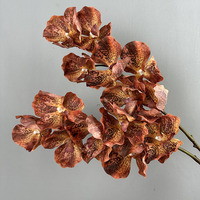 Fleurs Artificielles Réalistes au Toucher Hydraté, Fausses Fleurs Douces, Bouquet d'Orchidées Vanda Phalaenopsis en Plastique Souple pour Mariage