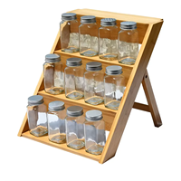 Étagère à Épices de Cuisine, Support à Bouteilles, Étagère à Vin en Bambou, Organisateur Écologique et Étanche en Bois, Plateau à Épices à 4 Niveaux, Étagère de Rangement pour la Maison