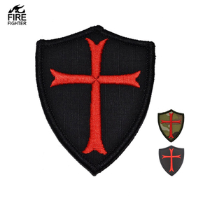 Knights Templar Cross Shield High Quality Customized Embroidered <strong>Fastener</strong> <strong>Hook</strong> &amp; <strong>Loop</strong> Patch - Product Image 4