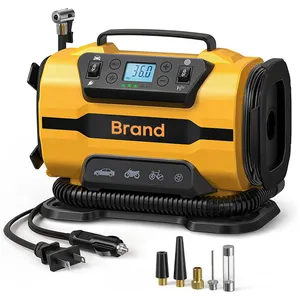Compresseur d'air électrique multifonction, gonfleur de pneus de voiture, gonfleur de pneus numérique AC/DC, pompe à air pour pneus portable, DC 12V AC 110V - Product Image 1
