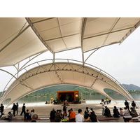 Cubierta de Membrana Tensada para Escenarios al Aire Libre, Estructura de Acero con Arco de Gran Envergadura, Recubrimiento PVDF/PTFE Ecológico