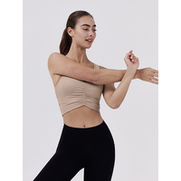 Débardeur de yoga personnalisé FH pour femme, col en V profond, soutien-gorge de sport rembourré, haut court de fitness sans manches, ventilé