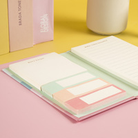Cuaderno de Tapa Dura A5 B6 en Tonos Pastel, Bloc de Notas Adhesivas, Libro Combinado Multifuncional con Bolígrafo para Tomar Notas en Cualquier Momento