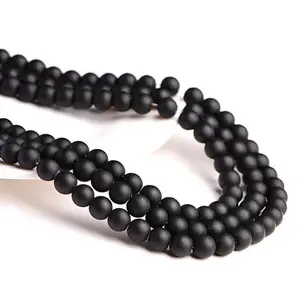 2020 Bán Buôn Cao Cấp Đá Tự Nhiên 8 Mét Matte Black Onyx Glossy Đá Quý Lỏng Hạt Để Làm Đồ Trang Sức