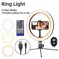 Lampu Ring LED RGB 10 Inch Hongdak Factory, Lampu Ring Warna-warni untuk Live Streaming, Lampu Ring Tripod Desktop untuk Live Mobile