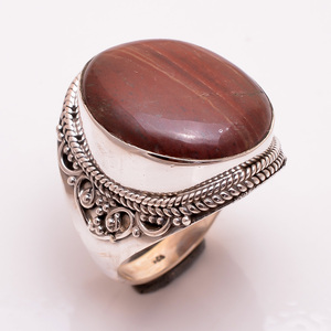 925เครื่องประดับเงินสเตอร์ลิงทำด้วยมือแหวนพลอยตาเสือธรรมชาติพร้อมการตั้งค่าหนามเตยสำหรับงานปาร์ตี้ - Product Image 3