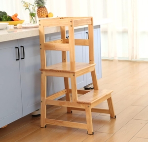 Adjustable Solid Wood Montessori Learning Tower Helper Kids <strong>Kitchen</strong> <strong>Step</strong> <strong>Stool</strong> with Safety Rail for Toddlers Other Children - Product Image 4
