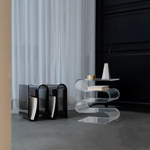 Table d'appoint <span class=keywords><strong>en</strong></span> acrylique Table d'appoint Étagère à livres Table de chevet <span class=keywords><strong>Meubles</strong></span> de salon Décor à la maison Porte-revues - Product Image 3