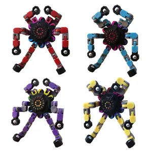 Funny Sensory Fidget Toys, Transformable Chain Robot Finger Toy DIY Deformation Robot Mechanical Spinners