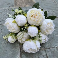 Buket Peony Buatan Tangan Grosir, Bunga Peony Sutra Buatan, Buket Peony Palsu, Dekorasi Pernikahan, Hari Valentine