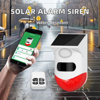 Système d'alarme solaire extérieur étanche WiFi sans fil Sirène Télécommande Son Lumière stroboscopique Détecteur de mouvement solaire pour App Alarme solaire