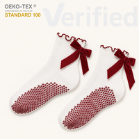 Chaussettes de Pilates en coton pour femmes, antidérapantes, avec logo personnalisé et revers à volants, idéales pour le yoga et le fitness printanier – Vente en gros