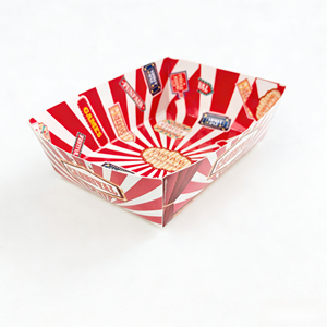 Bandeja Desechable para Hot Dogs Estilo Carnaval Vintage, Caja de Papel con Rayas Rojas y Blancas - Product Image 2