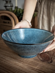 Tazón de Sopa de Cerámica Vintage Personalizado Ecológico de 8 Pulgadas, Color Azul Sídney, Forma de Sombrero, Moderno, para Fiestas, Uso Comercial y Doméstico, <span class=keywords><strong>Lamian</strong></span> - Product Image 3