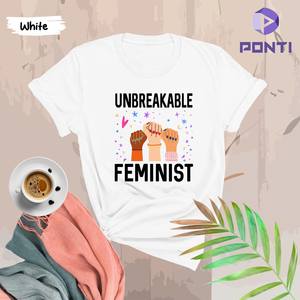 Maglietta Femminista Infrangibile da Donna, T-Shirt Casual 100% Cotone, Girocollo, Manica Corta, Vestibilità Regolare, Tessuto Jersey Stampato - Product Image 3