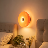 Luz nocturna minimalista en forma de donut, luz decorativa de pared con temática color crema, luz ambiental para dormitorio, lámpara decorativa