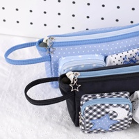 Trousse à crayons brodée mignonne L.53000, grande capacité, style japonais, sac de papeterie multi-poches, pochette à crayons décorée de dentelle pour étudiant