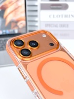 Coque Magnétique Transparente de Luxe Personnalisable avec Logo pour iPhone 18 17, Couleurs Contrastées, Anti-chute, Hybride PC TPU, Protection Arrière Antichoc, Lentille Métallique