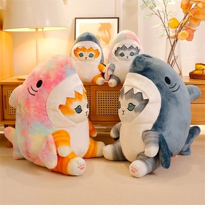 핫 세일 귀여운 부드러운 상어 고양이 카와이 고양이 봉제 완구 다채로운 상어 박제 동물 장난감 어린이 선물 - Product Image 2