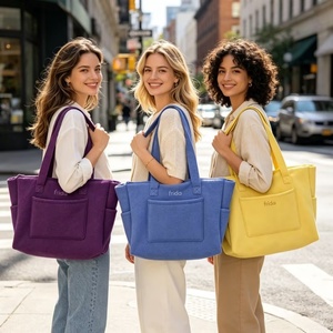 Sac fourre-tout pour femme en tissu éponge réutilisable, écologique, de haute qualité, avec fermeture éclair, grande capacité, design portable, couleur personnalisable - Product Image 6
