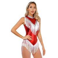Vêtements de danse sur scène Body sans manches à franges pour paillettes Justaucorps Performance Wear Robe de danse latine Femmes