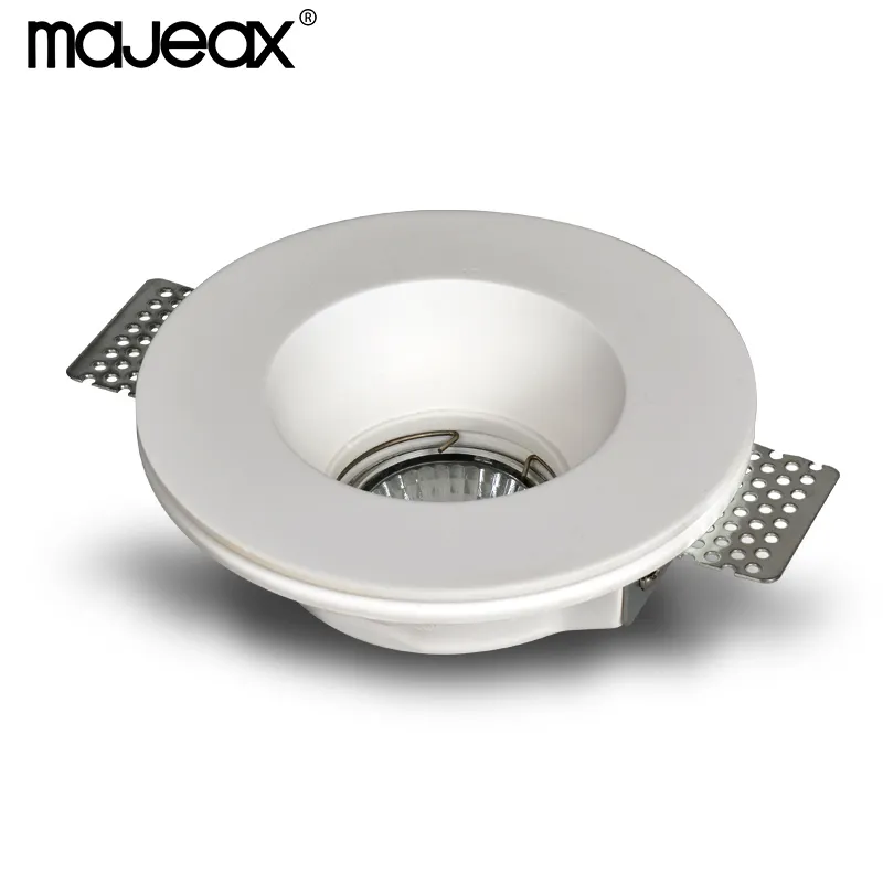 Majeax Product Indoor Ip20 White Gypsum Round Shape Ceiling Recessed Trimless Gu10 Plaster Led Lamps Down Light For Room