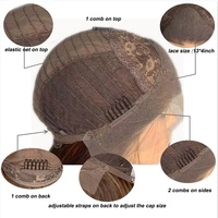 Wig lurus panjang sutra coklat muda untuk WANITA HITAM 13x6 garis rambut alami wig depan renda sintetis tahan panas